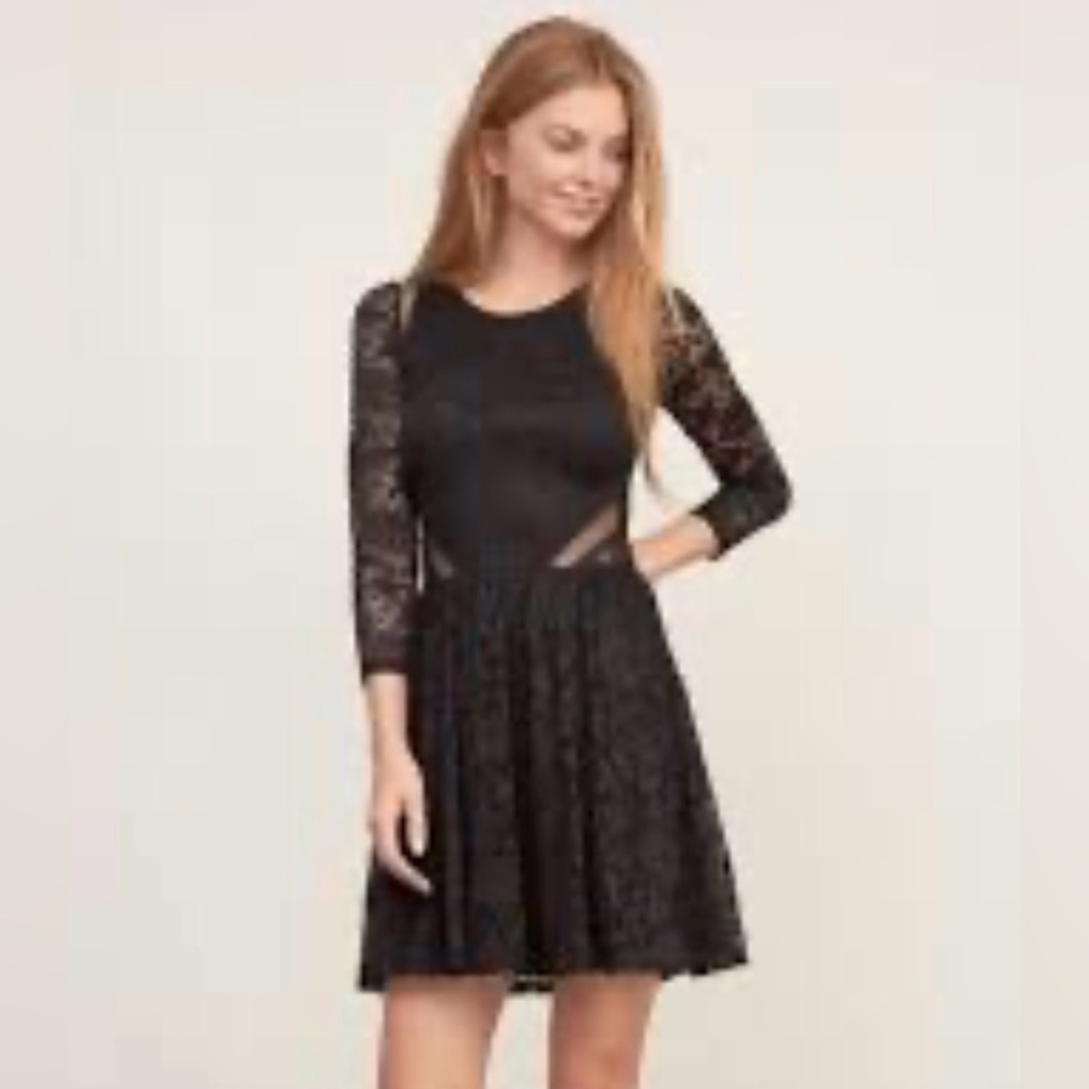 NWT Abercrombie & Fitch Fit & Flare Black Lace Long Sleeve Dress